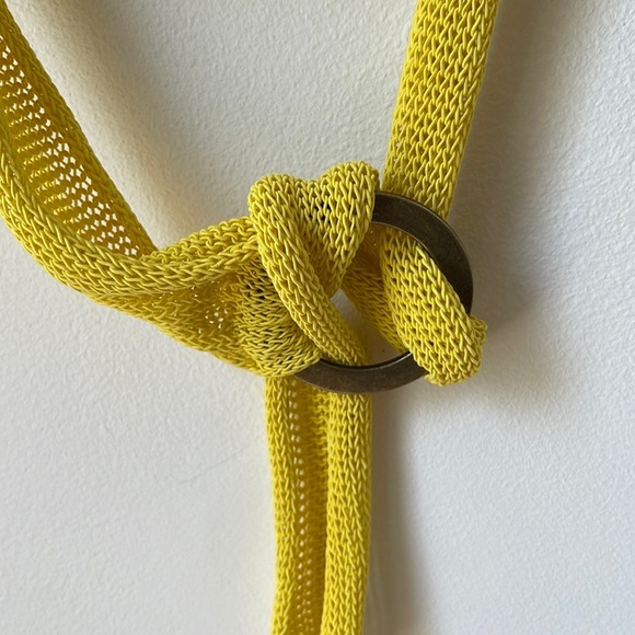 FREE PEOPLE Hello Yellow Tie Waist Knitted Cropped Textured Cardigan XS - Picture 6 of 13